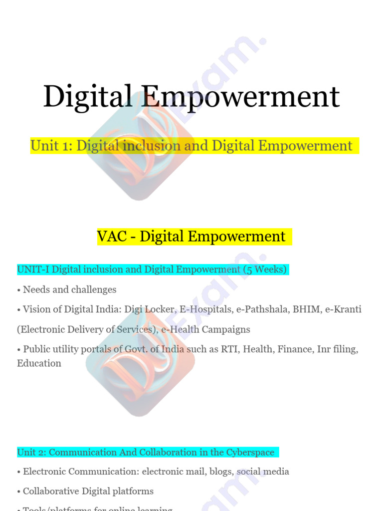 Digital Empowerment Notes Unit 1 (DuExam - In) | PDF