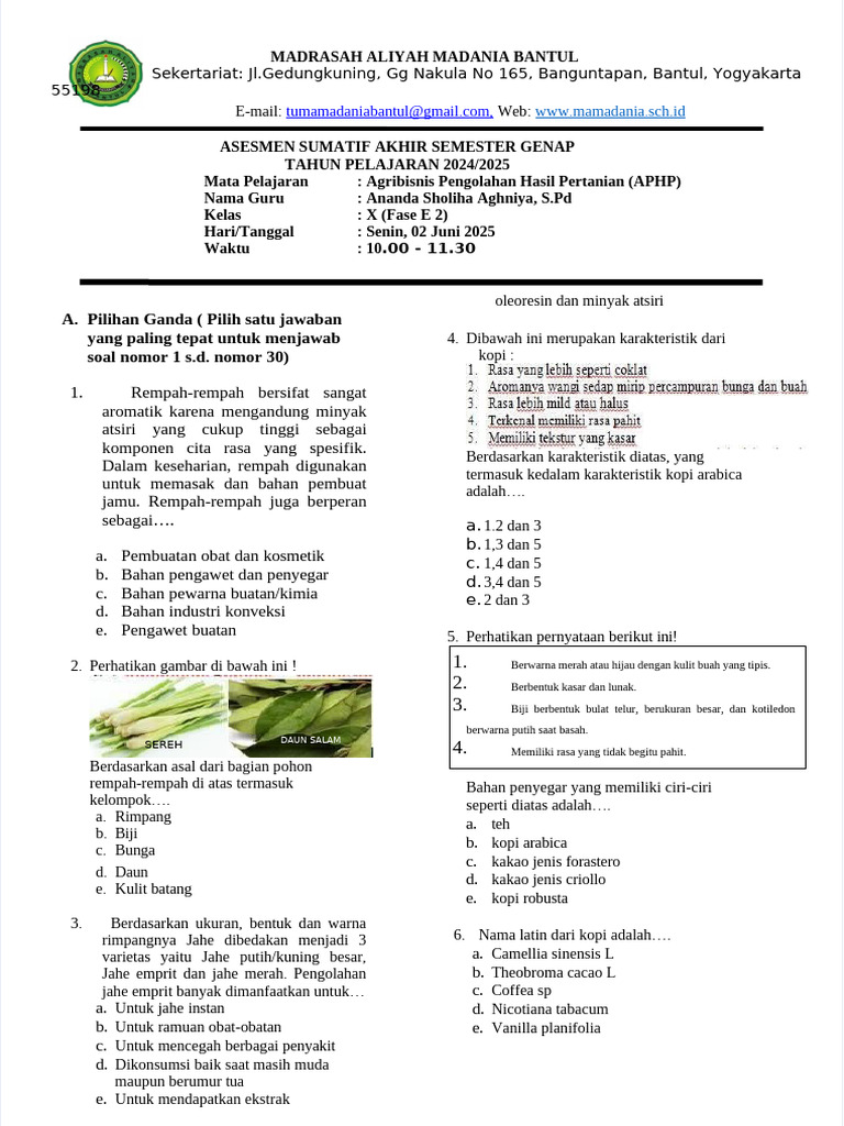 Soal Asesmen Sumatif Akhir Semester Genap Aphp Sem Genap | PDF