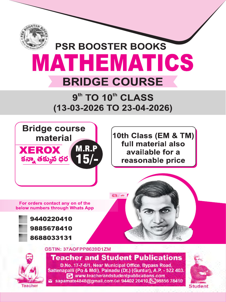 MATHS BRIDGE COURSE 9th To 10th Sample Material - Compressed | PDF ...