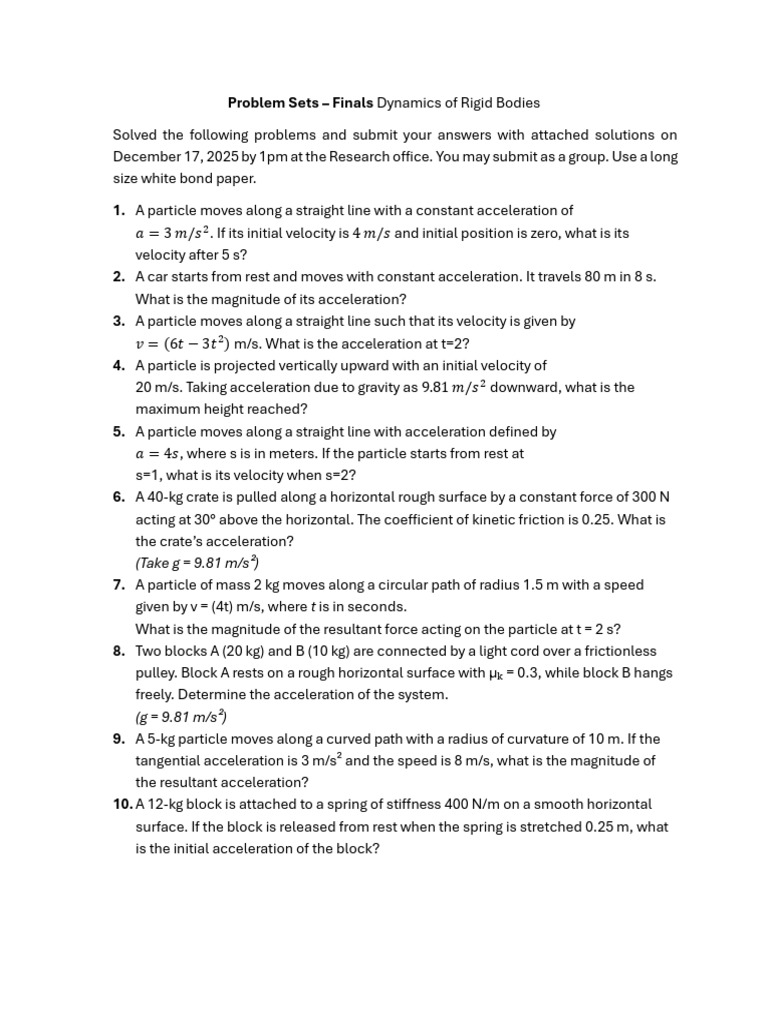 Problem Sets | PDF