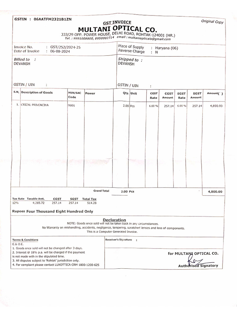 Spects Bill | PDF