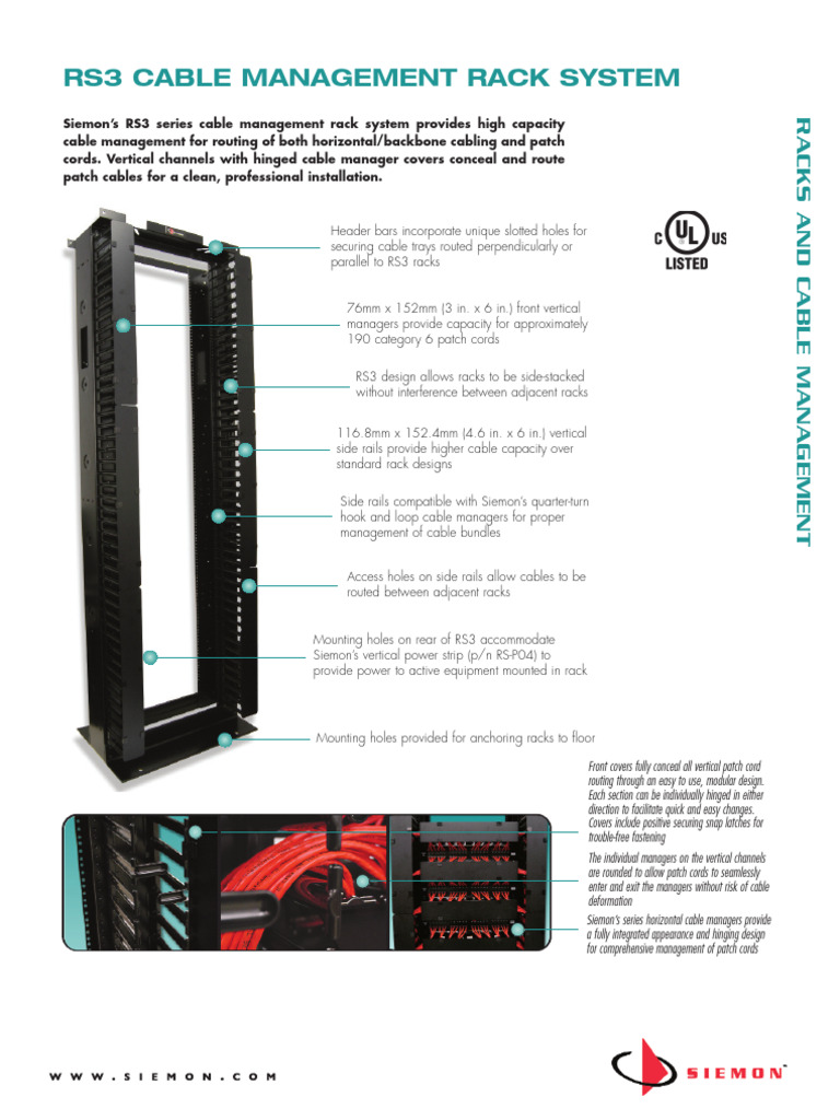Siemon Rs3 Cable Management Rack System - Spec Sheet RACK FICHA 2.0 2 ...