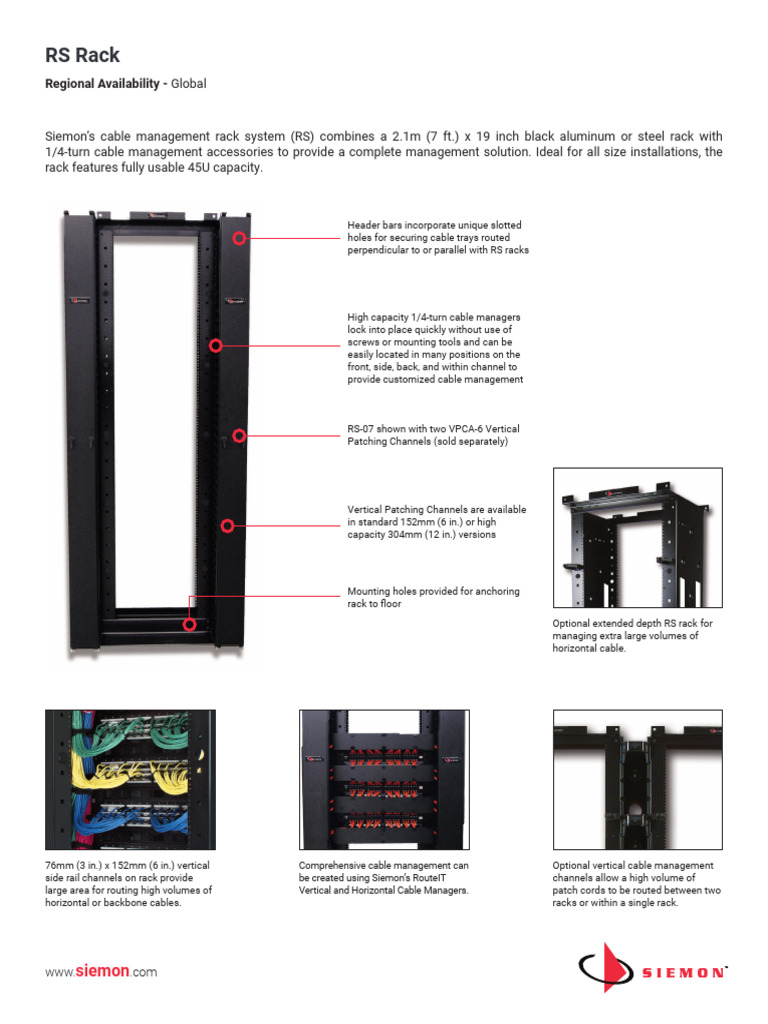Siemon Rs Rack System - Spec Sheet RACK 2.0 | PDF