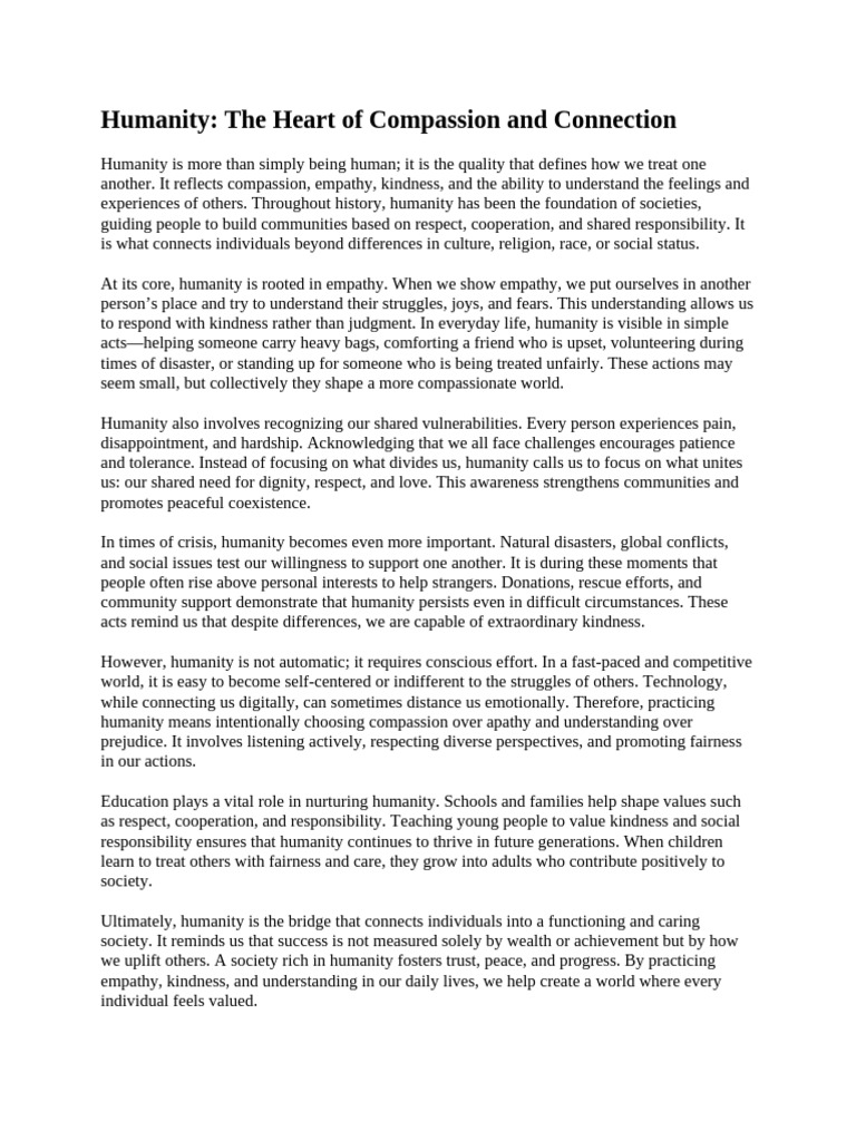 Humanity | PDF | Empathy | Compassion