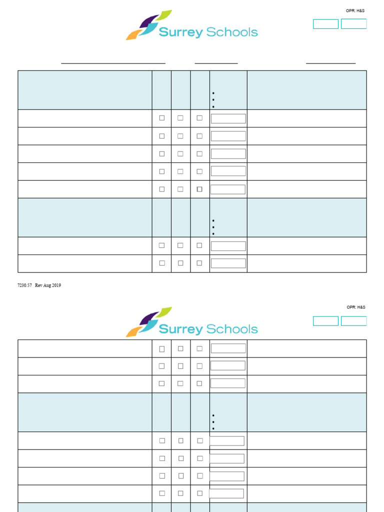 Health and Safety Committee Portable Classroom Inspection Checklist | PDF