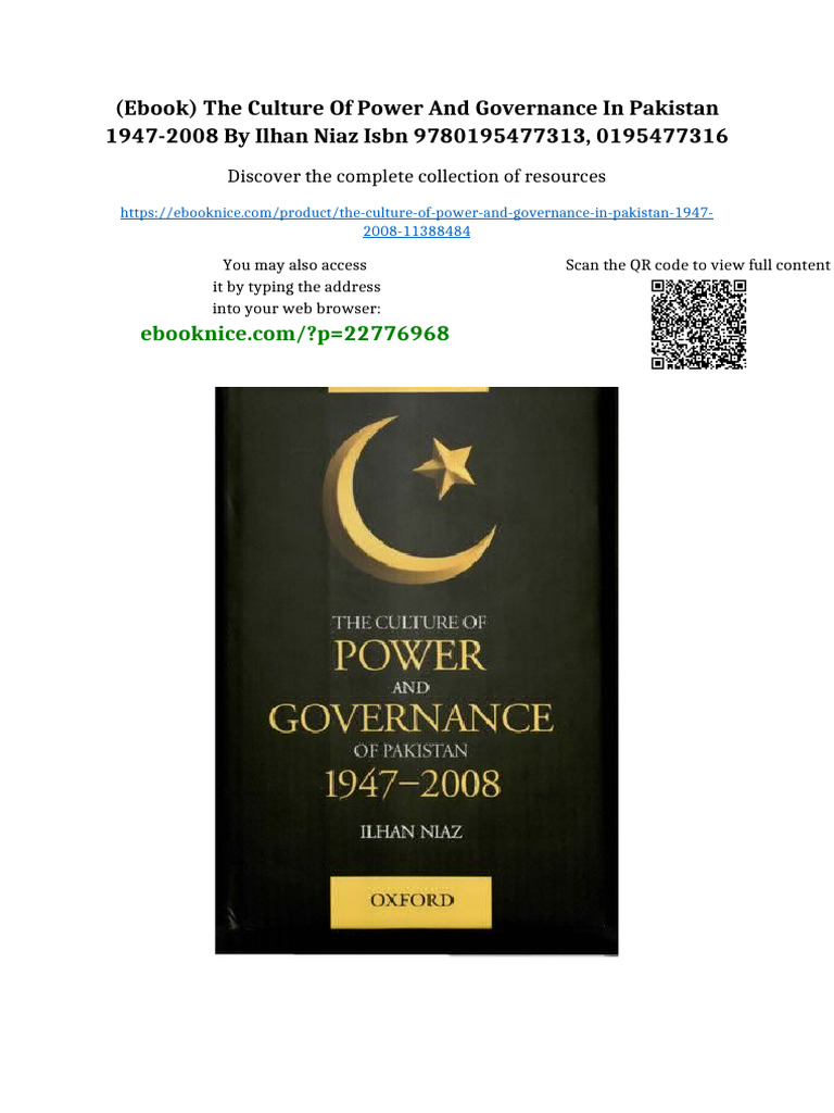 (Ebook) The Culture of Power and Governance in Pakistan 1947-2008 by ...