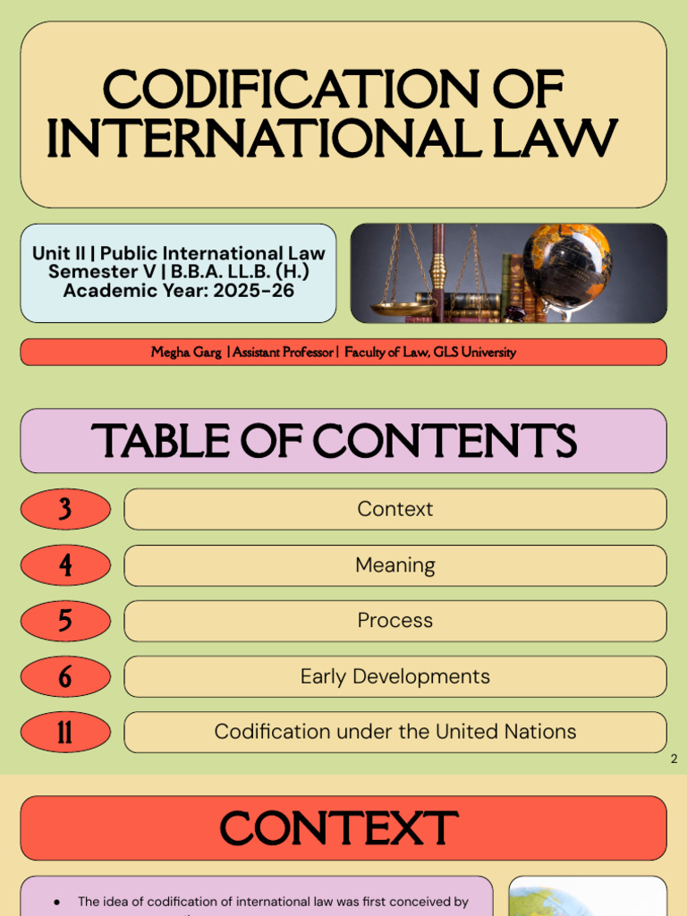 Pil Unit - 2 Topic - 1 Codification of International Law | PDF ...