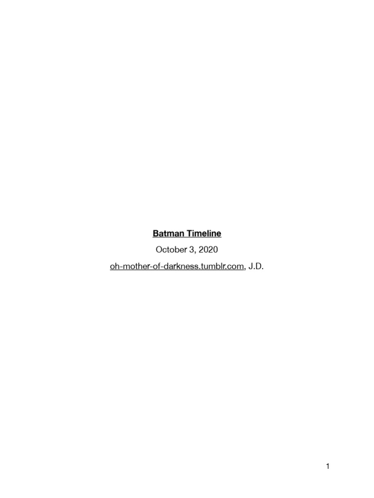 Bat Timeline, Complete | PDF | Batman | Dc Comics Superheroes