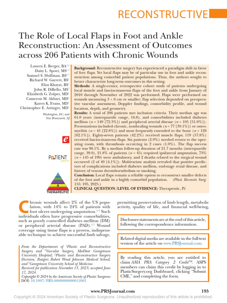 The Role of Local Flaps in Foot and Ankle.45 | PDF | Thrombosis ...