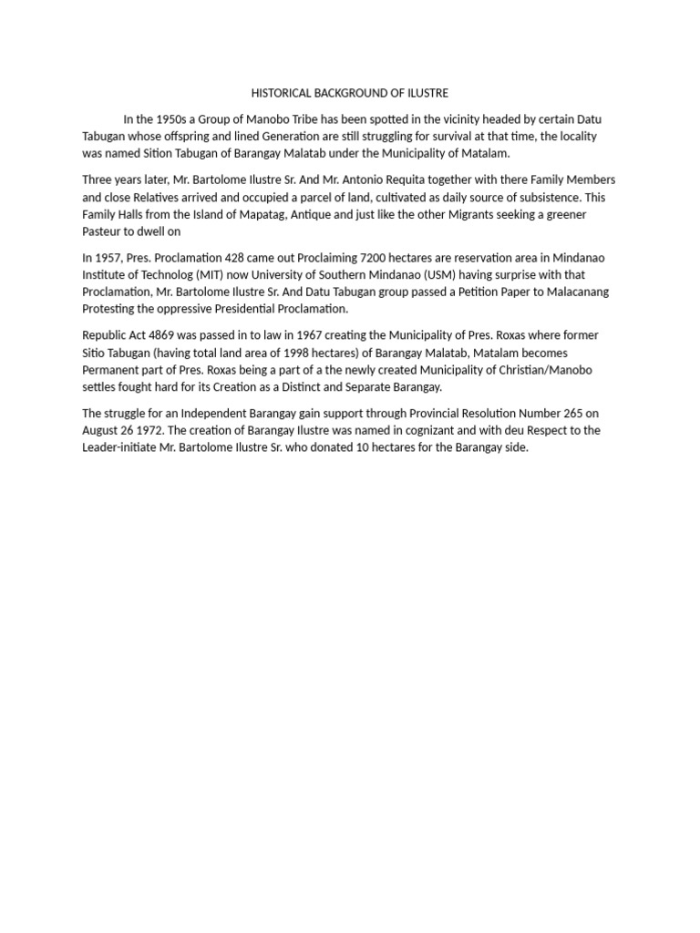 Historical Background of Ilustre | PDF