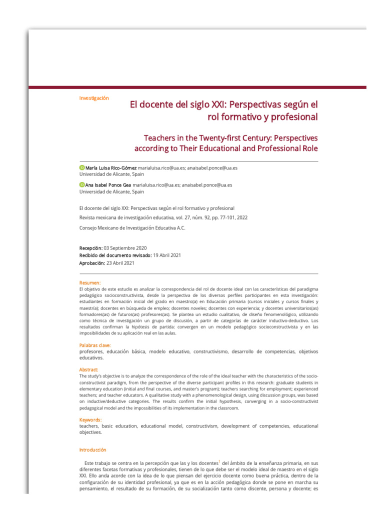 El Docente Del Siglo XXI - Perspectivas Según El Rol Formativo y ...