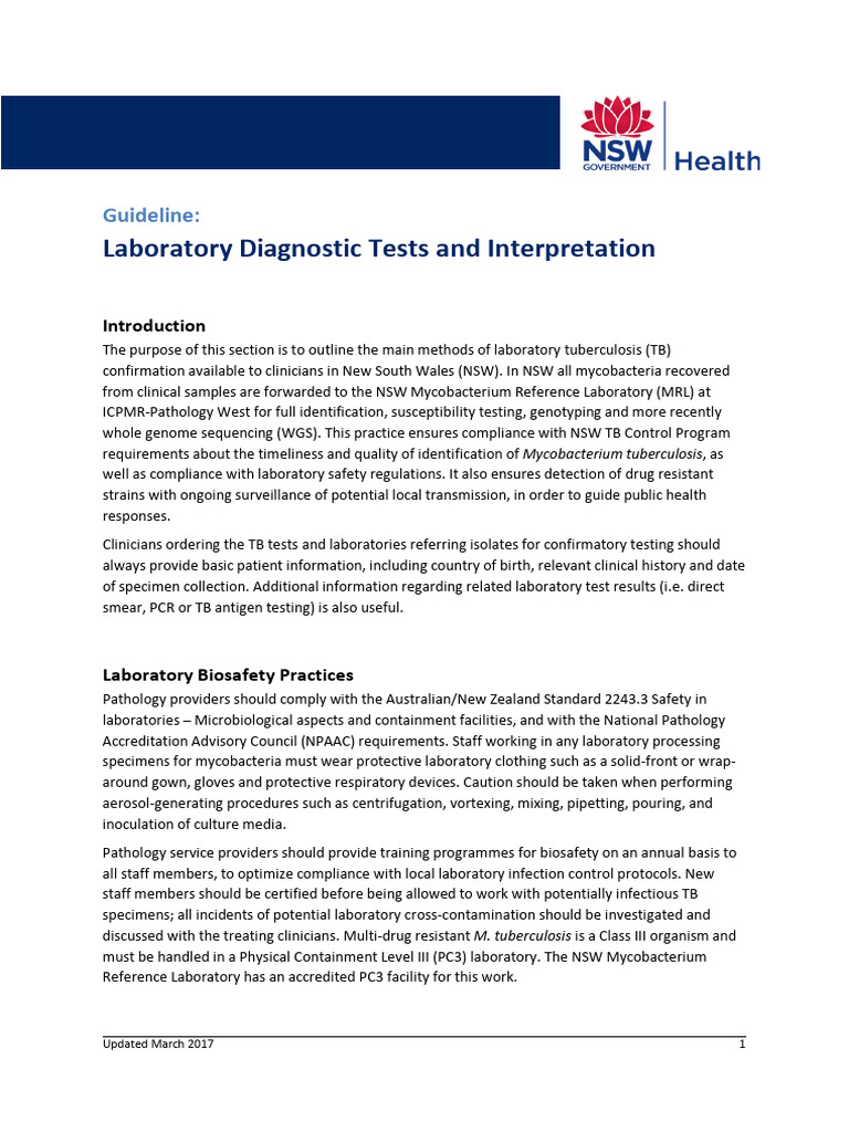 Lab Diagnosis TB Guideline | PDF | Tuberculosis | Mycobacterium
