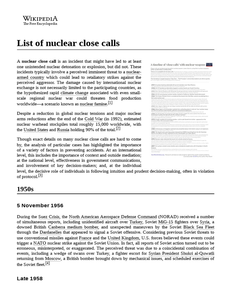 List of Nuclear Close Calls | PDF | Military | Nuclear Warfare