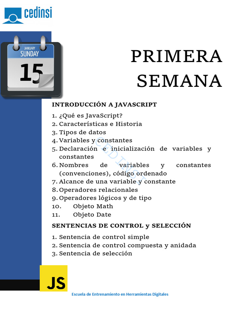 Primera Semana Js | PDF | Script Java | Lenguaje de programación