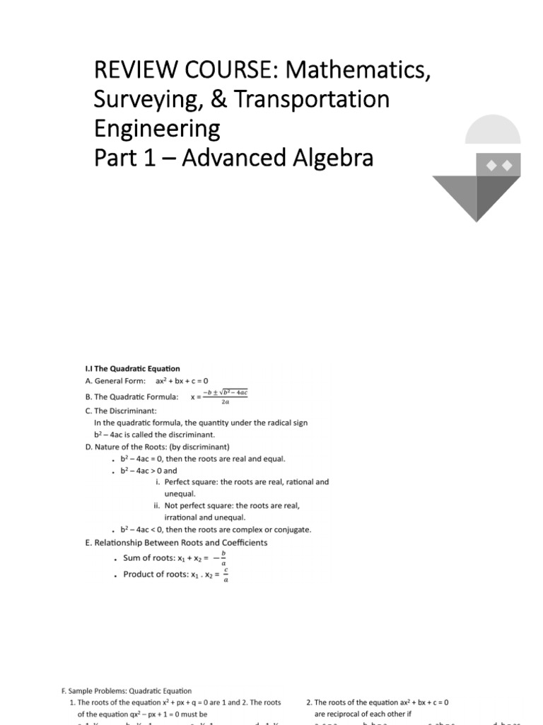 Mste Part 1 Advanced Algebra | PDF
