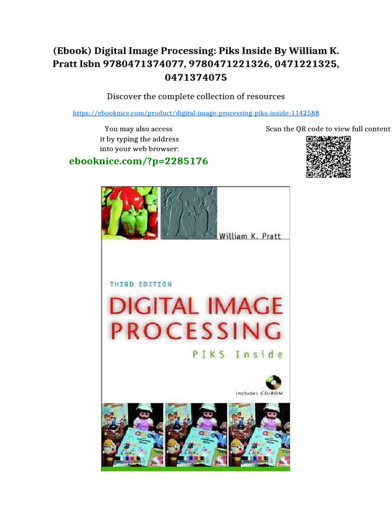 Ebook) Digital Image Processing: PIKS Inside by William K. Pratt