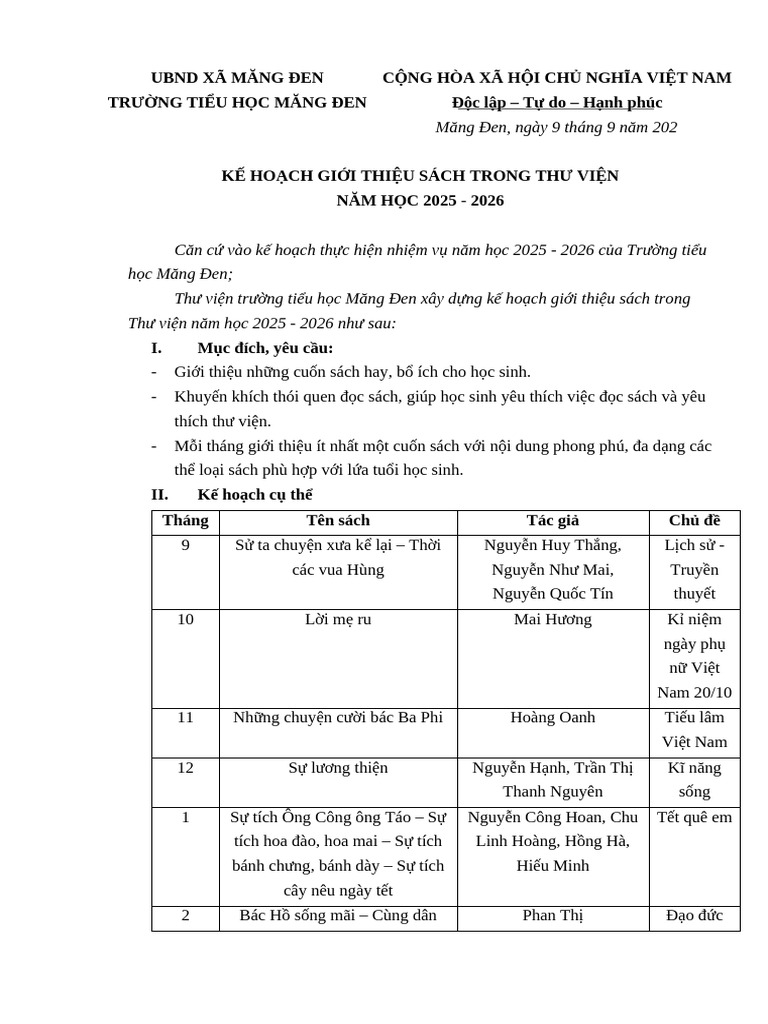 Kế Hoạch Giới Thiệu Sách | PDF