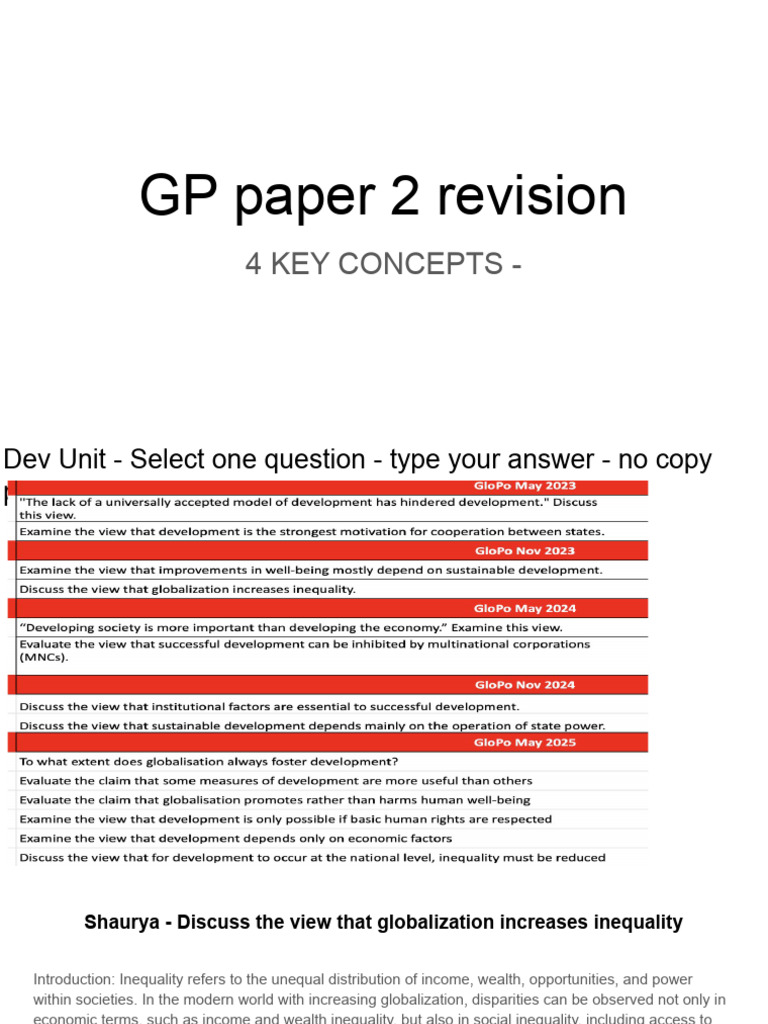 DP 2 - GP Paper 2 Revision | PDF | Poverty & Homelessness | Economic ...