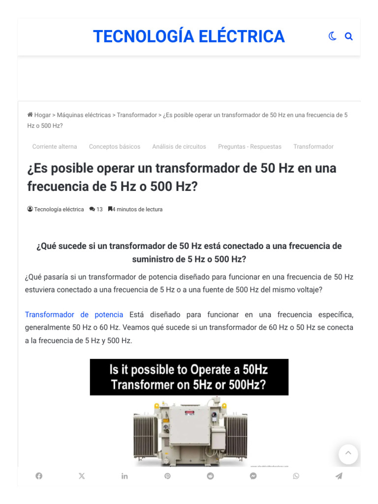 ¿Es Posible Operar Un Transformador de 50 HZ en 5 HZ o 500 HZ | PDF ...
