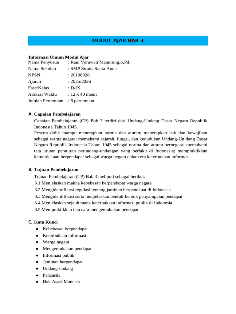 9.3 Modul Ajar - Bab 3 | PDF