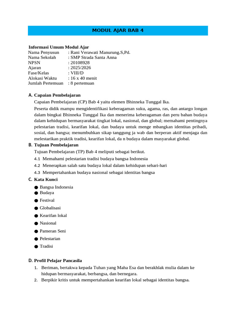8.4 Modul Ajar - Bab 4 8 | PDF