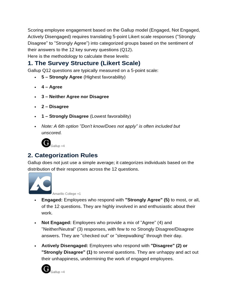 Scoring Employee Engagement Based On The Gallup Model | PDF | Likert ...