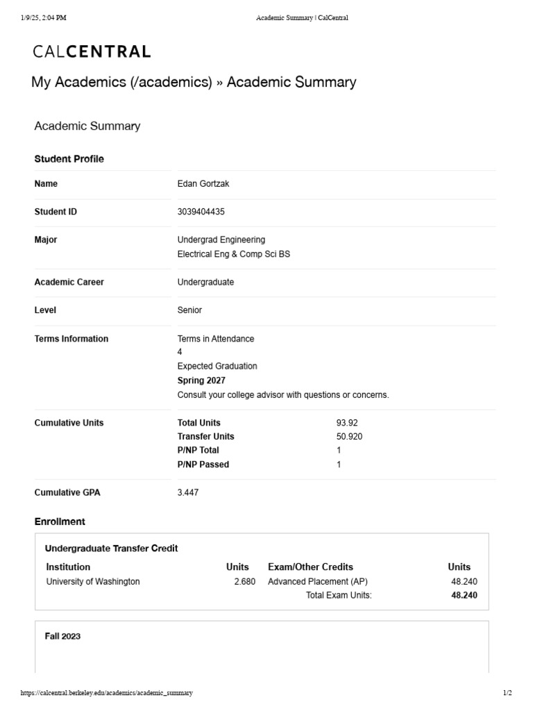 Edan Gortzak Transcript Fall 2024 | PDF | Computer Science | Mathematics
