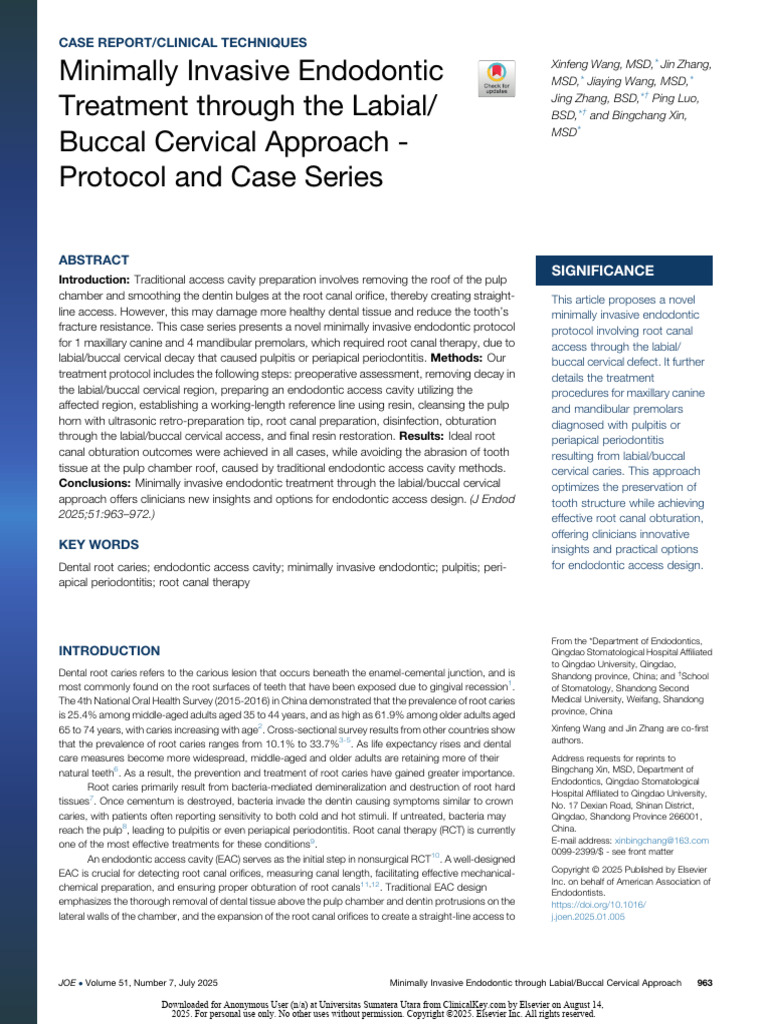 Minimally Invasive Endodontic Treatment Through The Labial: Buccal ...