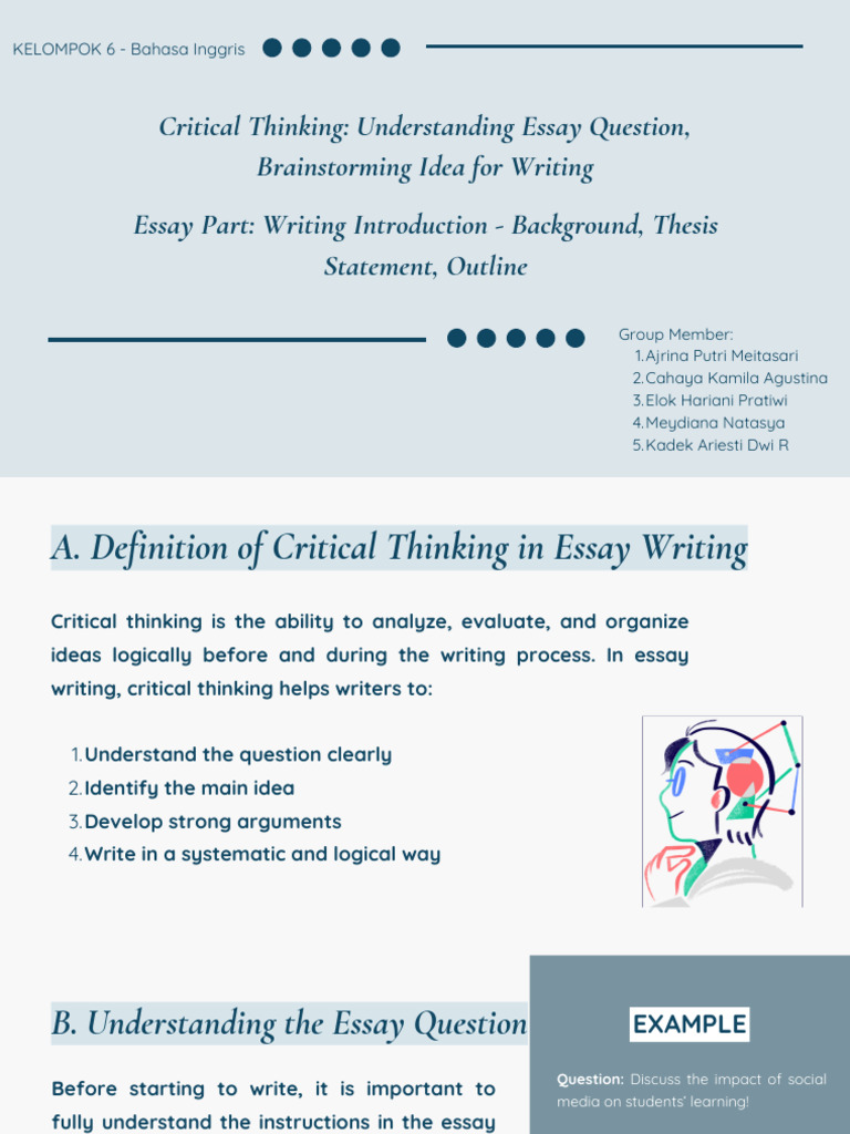 Critical Thinkng & Essay Part Kel.6 | PDF | Mental Health | Essays