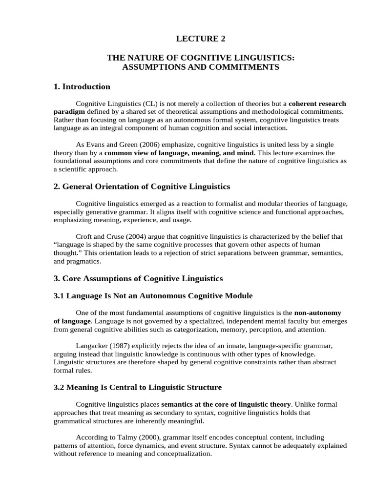 The Nature of Cognitive Lingvistics | PDF | Cognition | Semantics