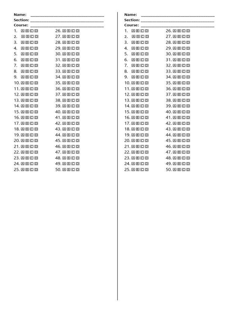 Answer Sheet | PDF