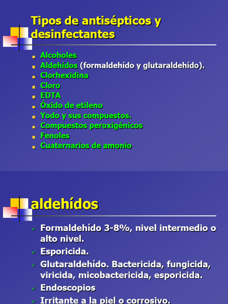Copia de 2.1 Tipos de Antisépticos y Desinfectantes | PDF