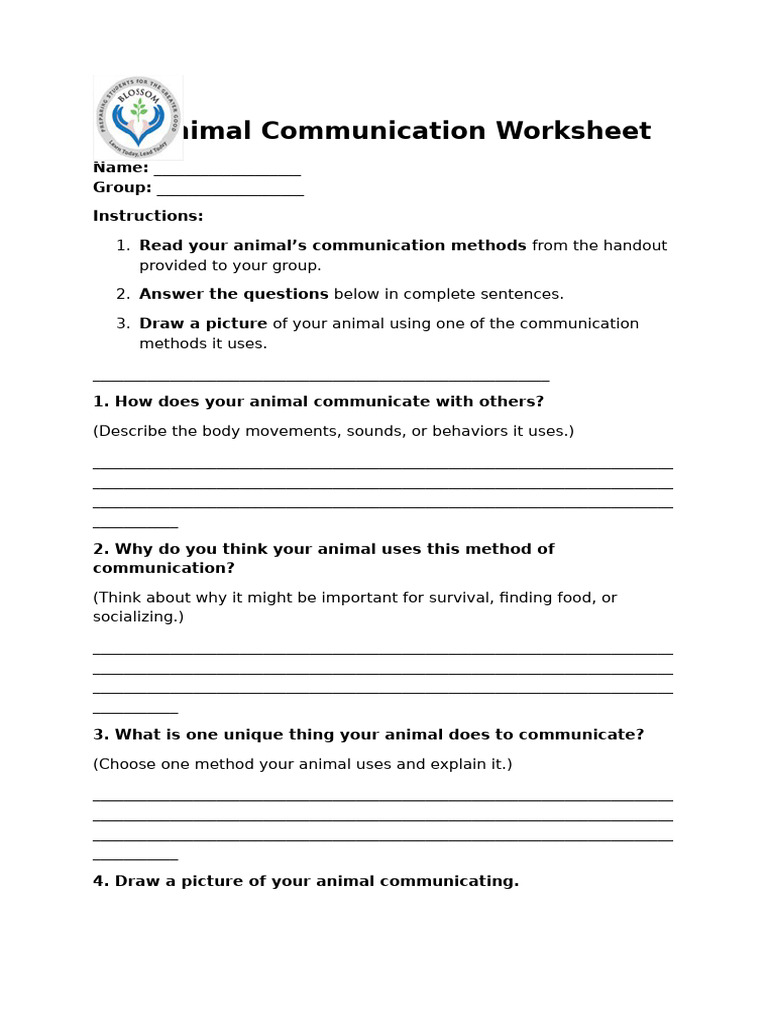Animal Communication Worksheet | PDF