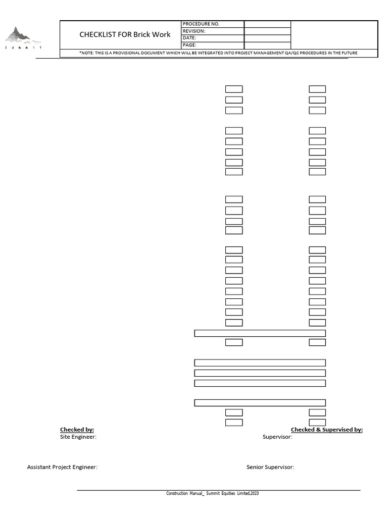 Brick Work of Summit Main | PDF | Brick | Building Engineering