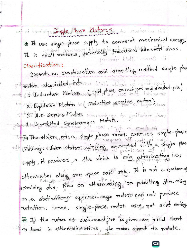 Machine-3 (Synchronous Motor, Single Phase Motor, Special Motor) ) Hand ...