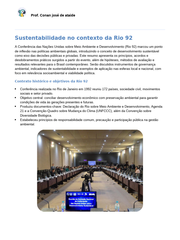 A Rio 92 e o Desenvolvimento Sustentável No Brasil | PDF ...