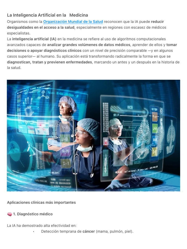 La Inteligencia Artificial en La Medicina | PDF | Inteligencia ...