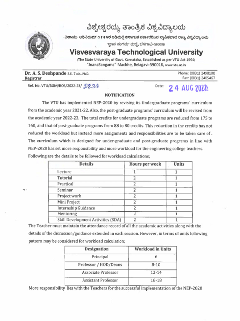 Workload Vtu Notification-2838 | PDF