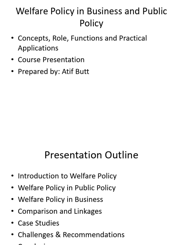 Welfare Policy Presentation | PDF | Corporate Social Responsibility ...