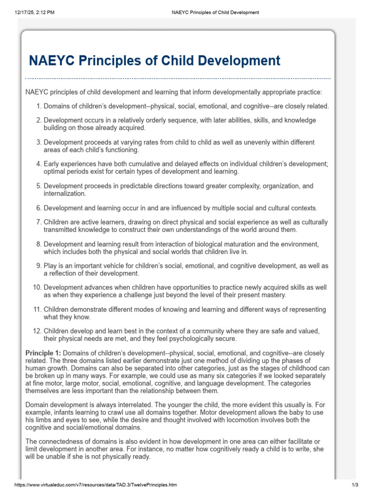 NAEYC Principles of Child Development | PDF | Child Development | Learning