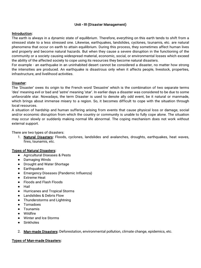 Unit - III Disaster Management | PDF | Natural Disasters | Lightning