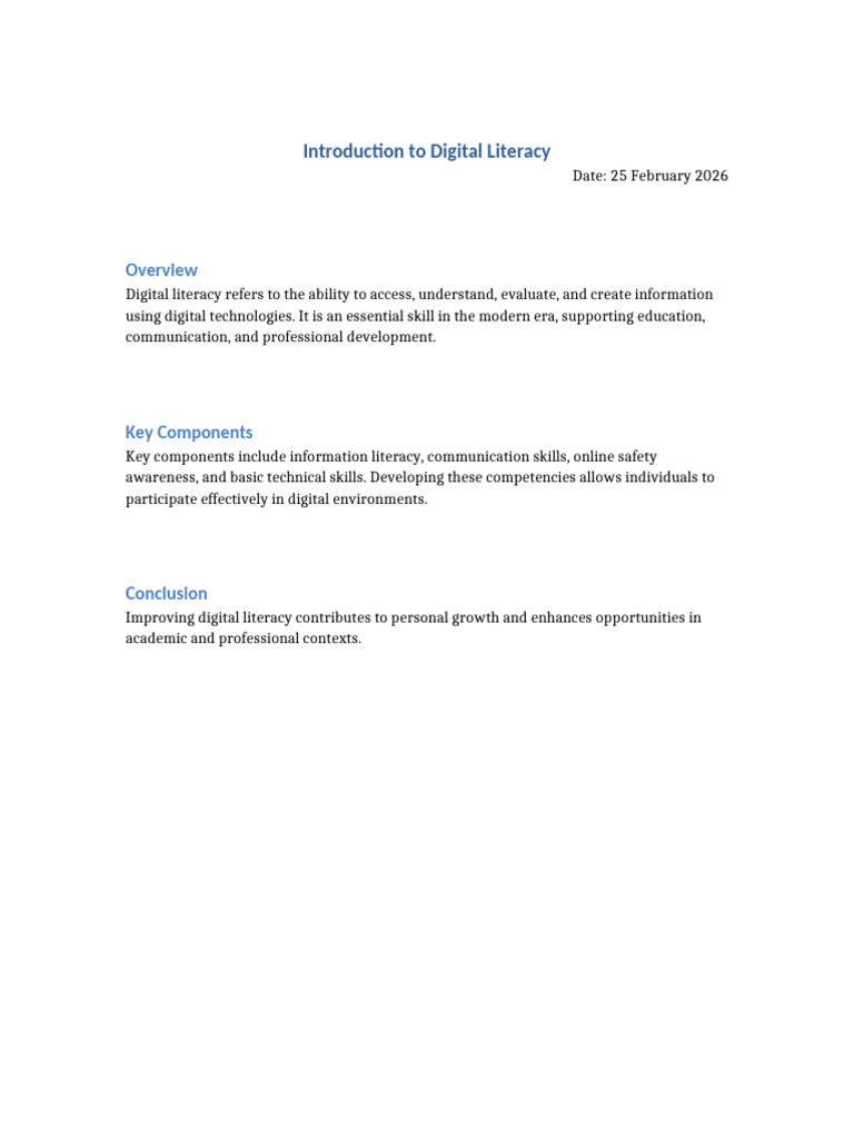 Document 1 Digital Literacy | PDF
