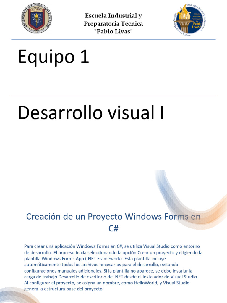 Desarrollo Visual I Equip1 | PDF | Botón (Computación) | Ventana ...