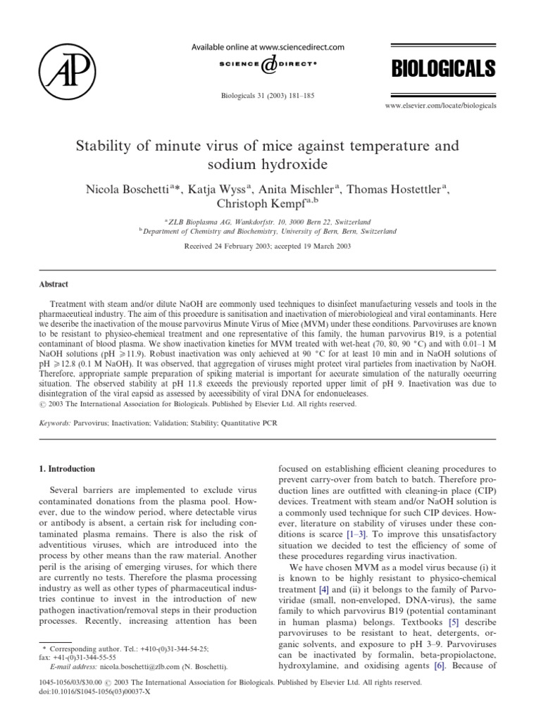 Stability of Minute Virus of Mice Agains | PDF | Polymerase Chain ...
