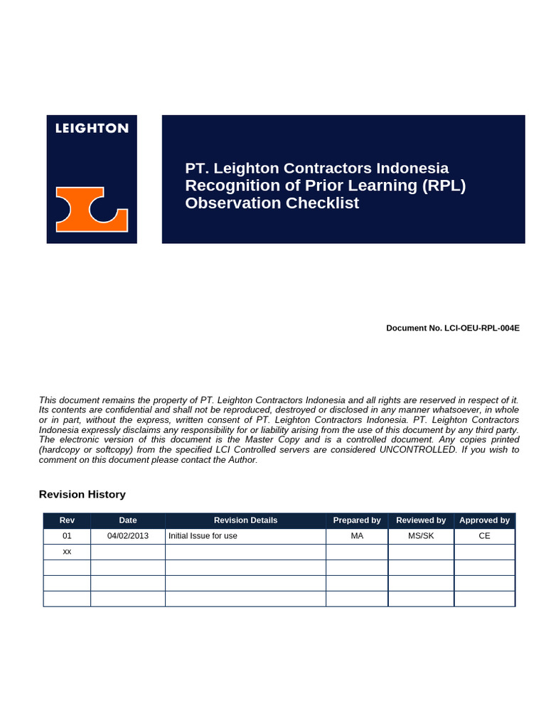 LCI-OEU-RPL-004E (01) Tyre RPL Observation Checklist - Eng | PDF | Tire ...