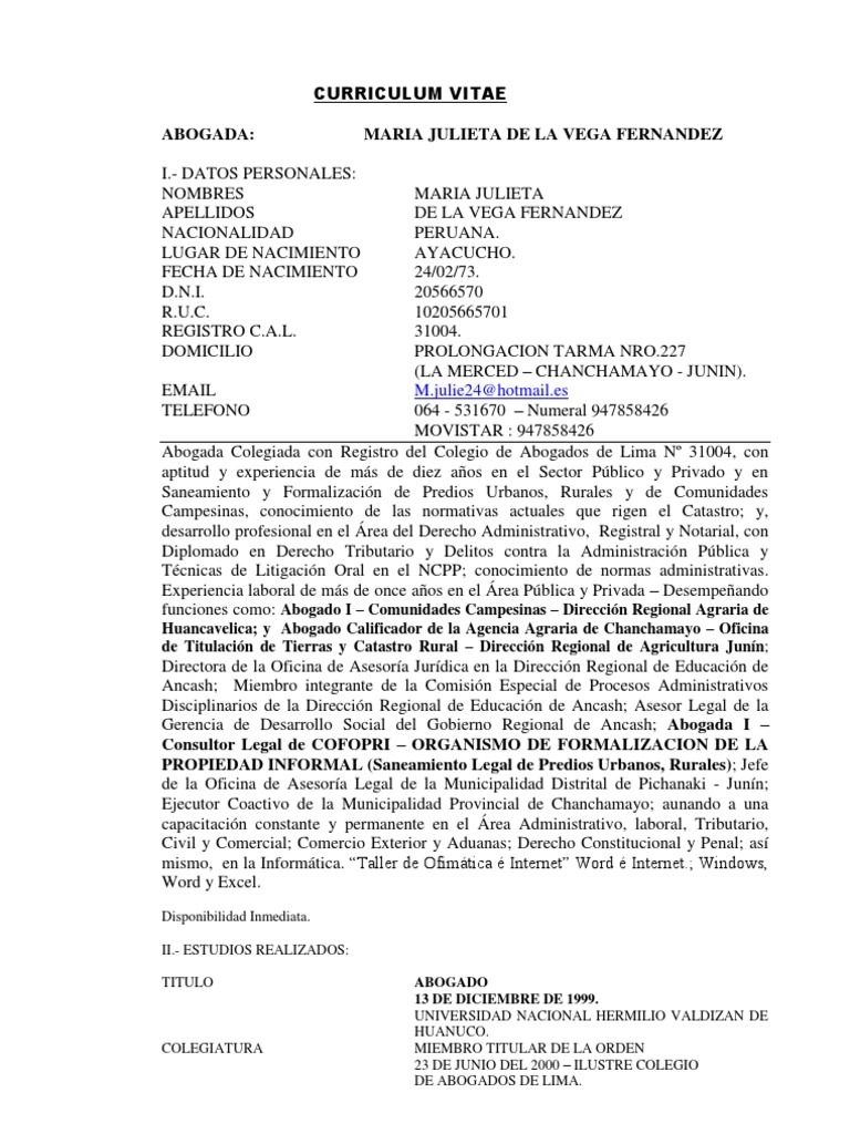 Modelo de Curriculum Vitae