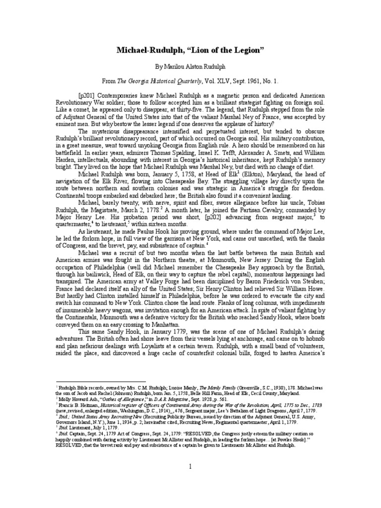 Michael Rudulph: Hero of Lee's Legion | PDF | Charleston | Siege Of ...
