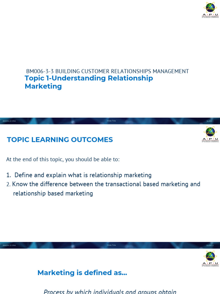 Chapter 1 - Understanding Relationship MarketingVE | PDF | Marketing ...