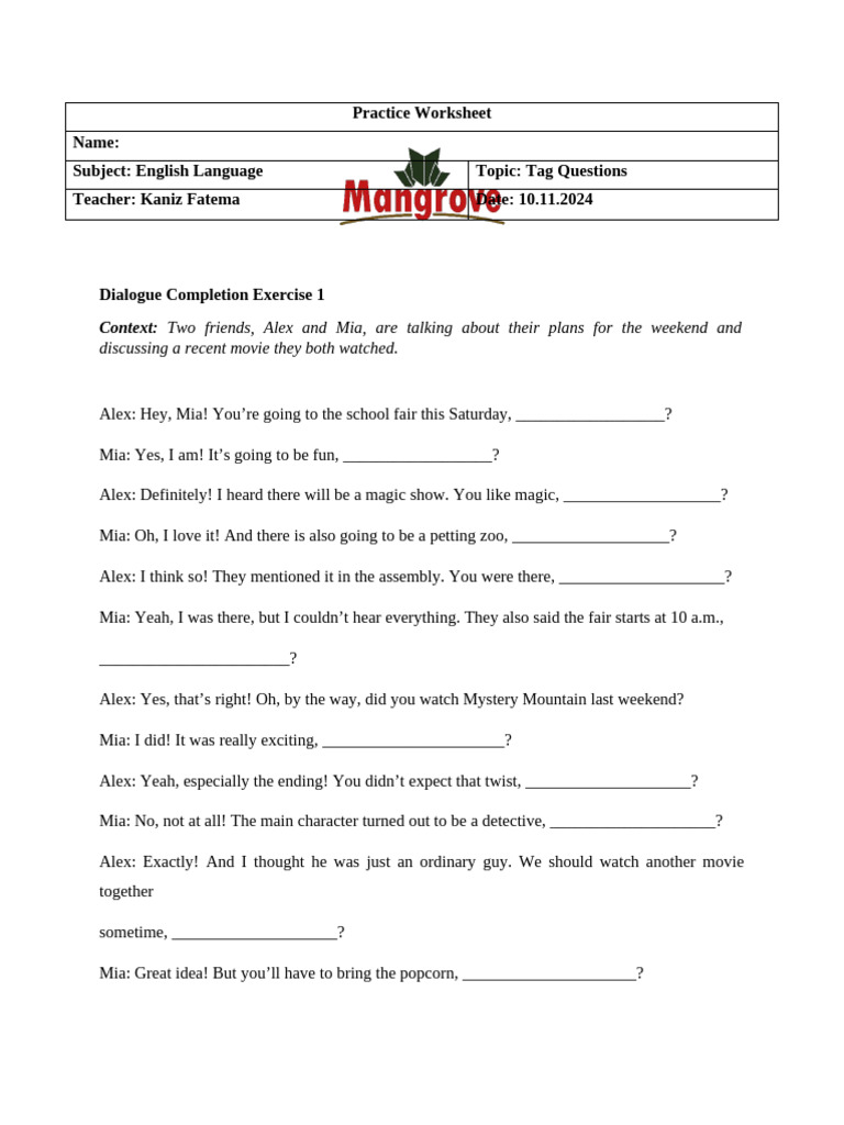 Practice Worksheet - Class 5 - CW (11.11.2024) | PDF