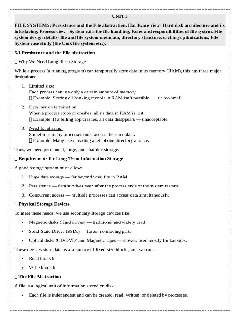 Unit 5 Os | PDF | Hard Disk Drive | Directory (Computing)